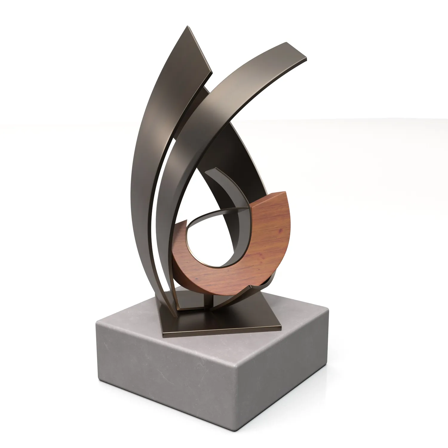 Metal And Wood With Stone Base Sculpture PBR 3D Model_04